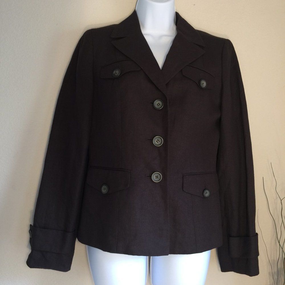 Ann Taylor Loft Jacket Linen BlendBrown blazer size 4